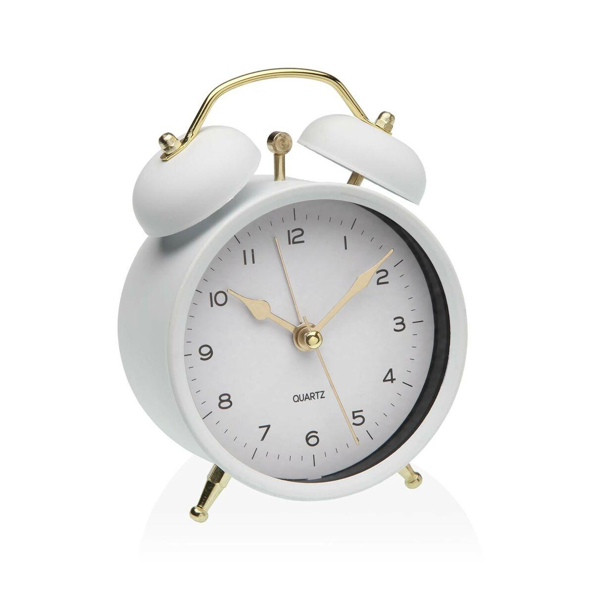 Reloj-Despertador Versa Blanco Metal 5,4 x 13,5 x 9,7 cm
