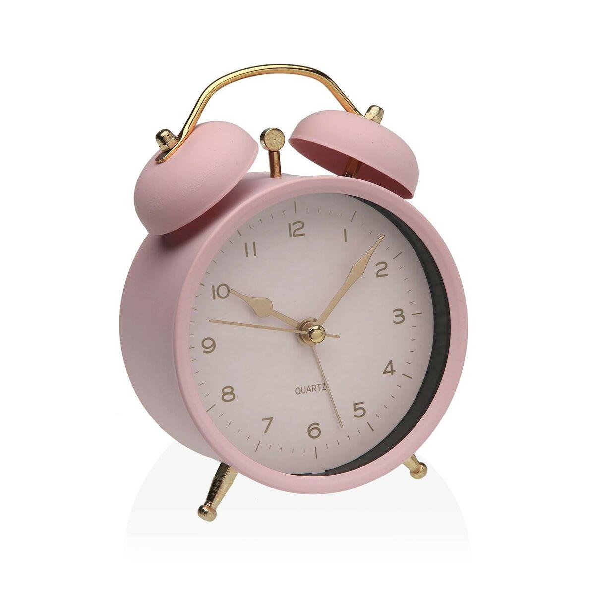 Reloj-Despertador Versa Rosa Metal 5,4 x 13,5 x 9,7 cm