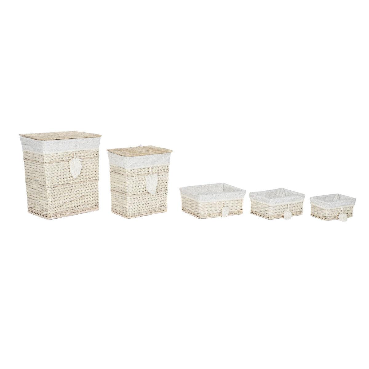 Juego de Cestos Home ESPRIT Crema Natural 47 x 35 x 55 cm (5 Piezas)