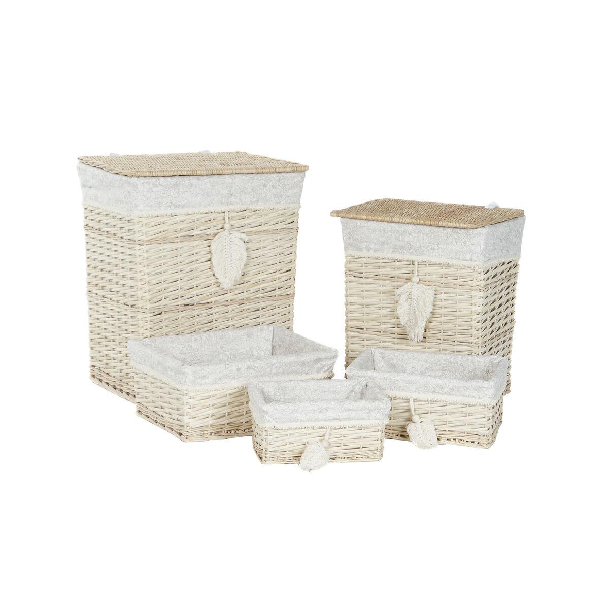 Juego de Cestos Home ESPRIT Crema Natural 47 x 35 x 55 cm (5 Piezas)