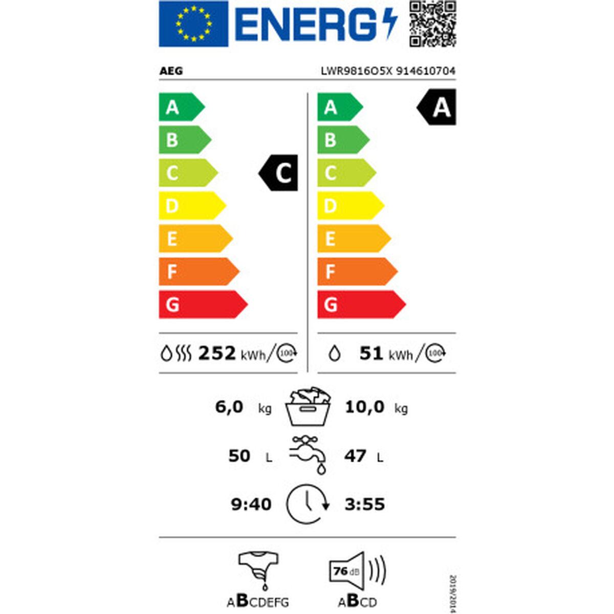 Lavadora - Secadora AEG LWR9816O5X 1600 rpm