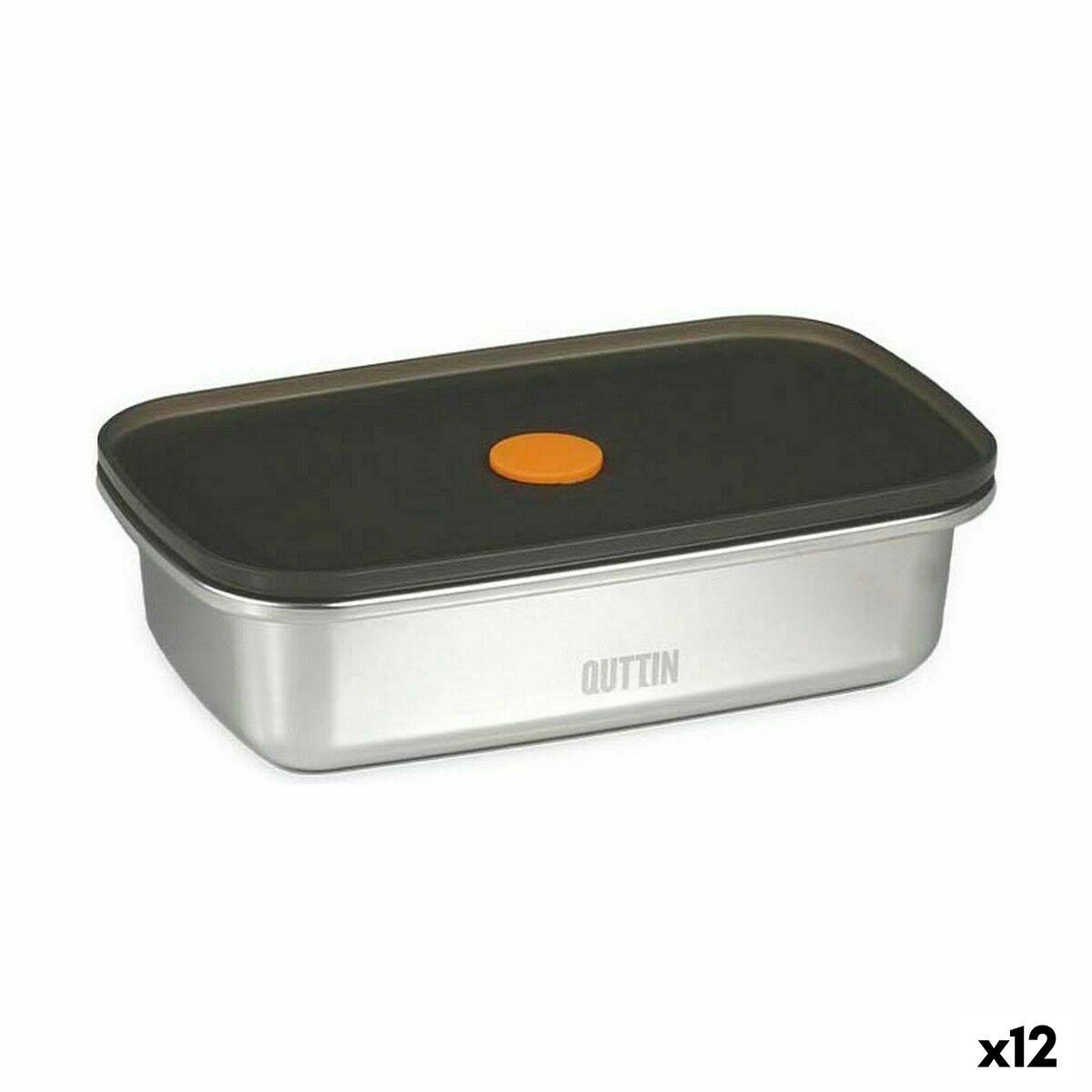 Fiambrera Hermética Quttin   Acero Inoxidable Rectangular 600 ml (12 Unidades)