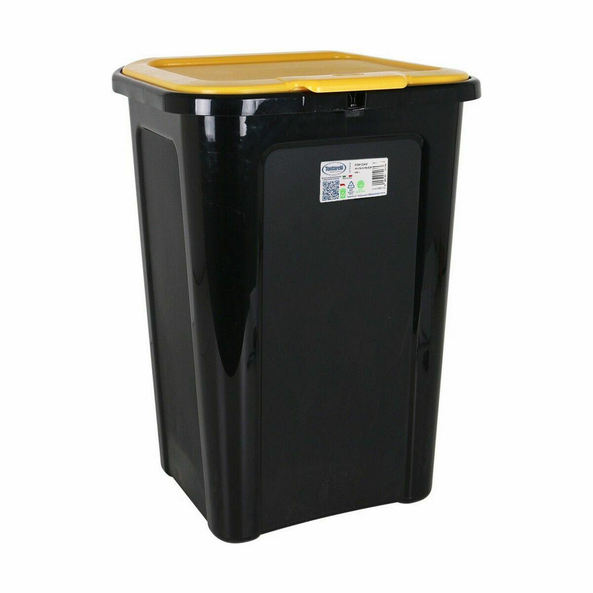 Cubo para la Basura Tontarelli Coverline Amarillo 44 L Negro 38,5 x 34,5 x 54,5 cm (6 Unidades)