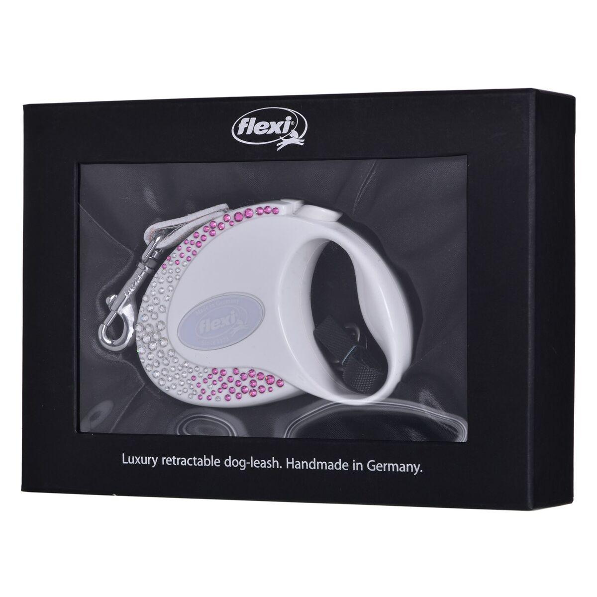 Correa para Perro Flexi Glam Composition with Swarovski crystals 3 m Blanco S