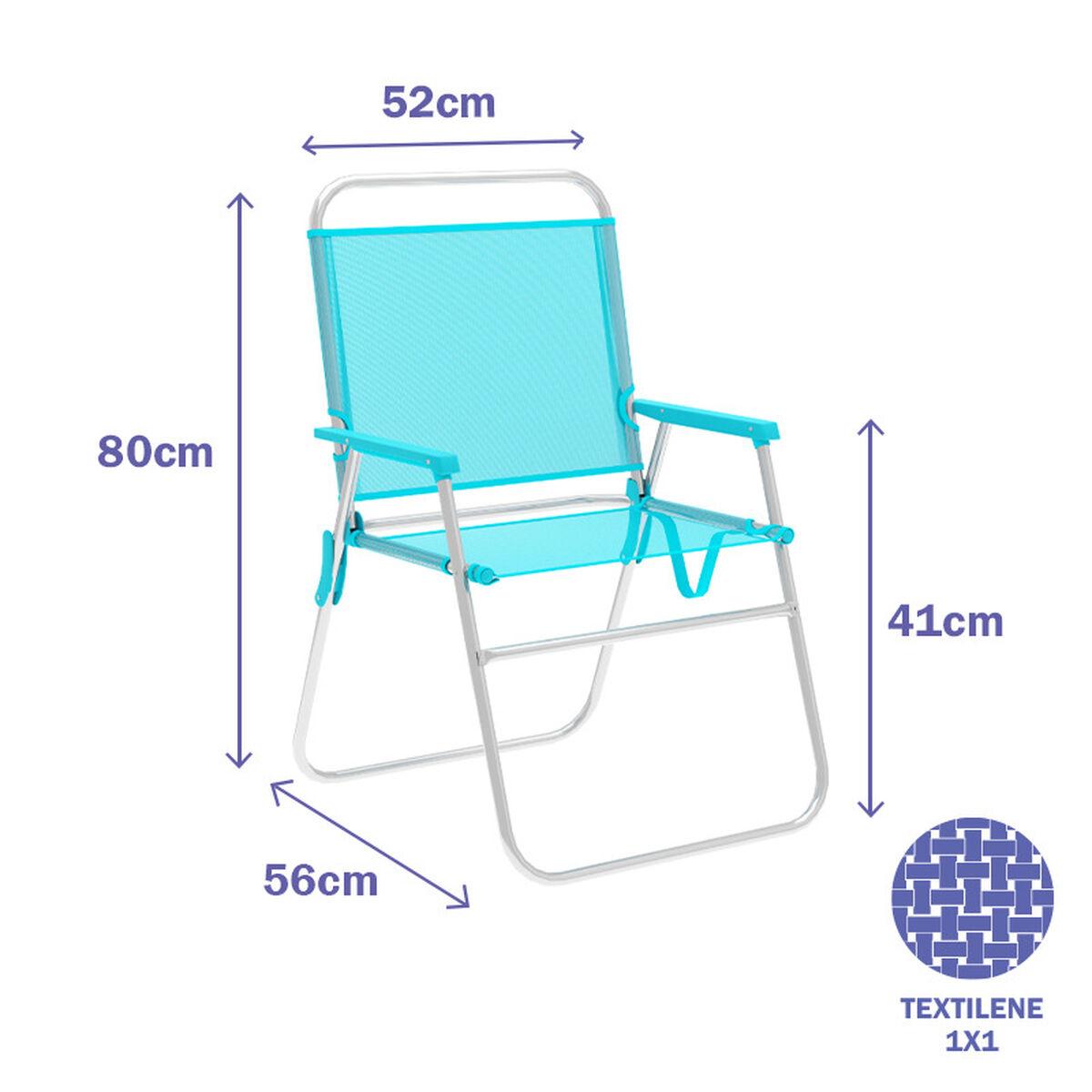 Marbueno Silla Plegable Aluminio Aguamarina Playa y Piscina 52X56X80 cm 10308