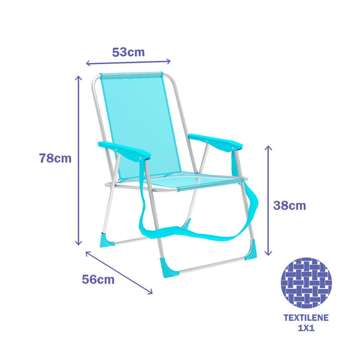 Marbueno Silla Plegable Aluminio Aguamarina Playa y Piscina 53X56X78 cm 10307