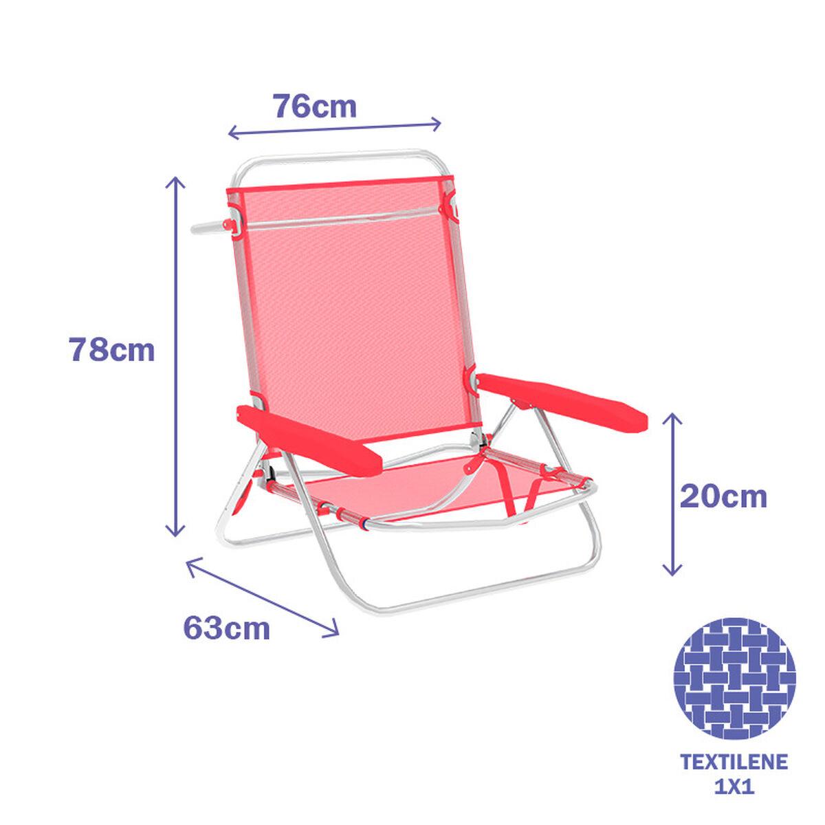 Marbueno Silla Plegable 5 Posiciones Aluminio Coral Playa y Piscina 63X76X78 cm 10358