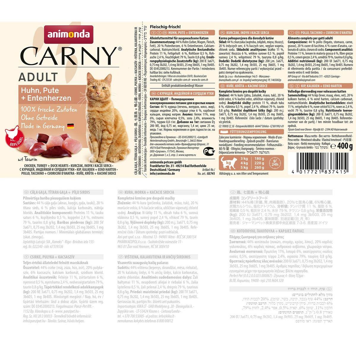 Comida para gato Animonda   Pollo Pavo Pato 400 g
