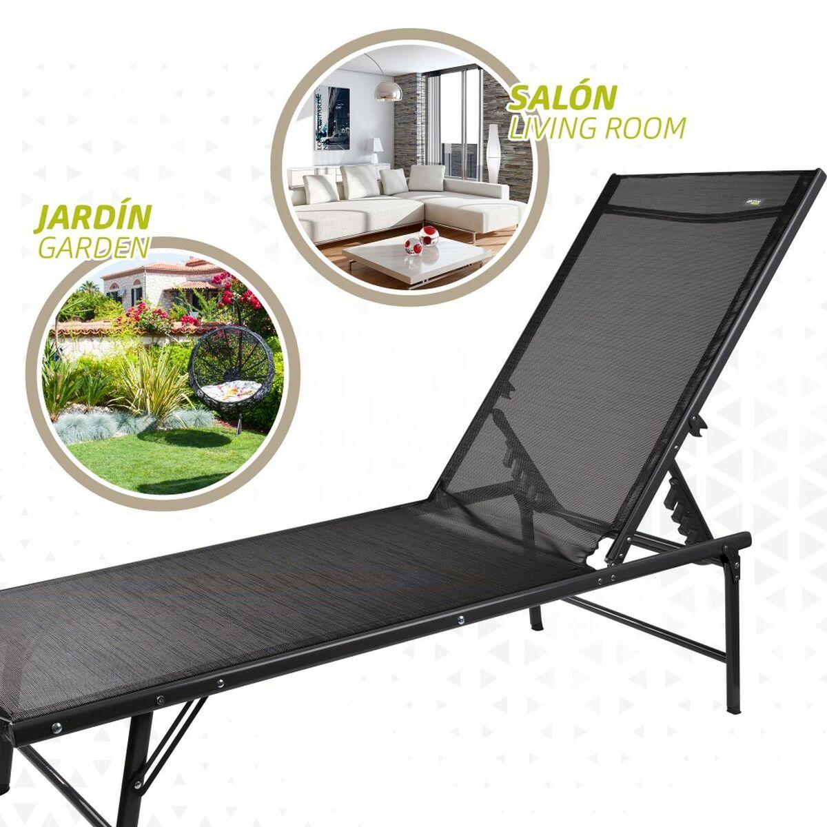 Tumbona Aktive Gris 180 x 35 x 49 cm (2 Unidades)