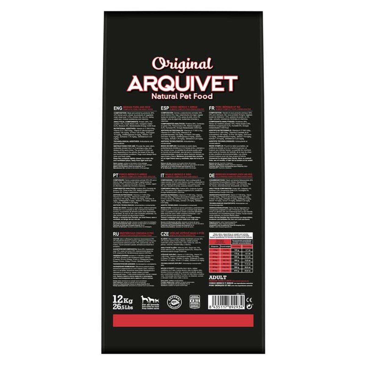 Pienso Arquivet Original Cerdo 12 kg