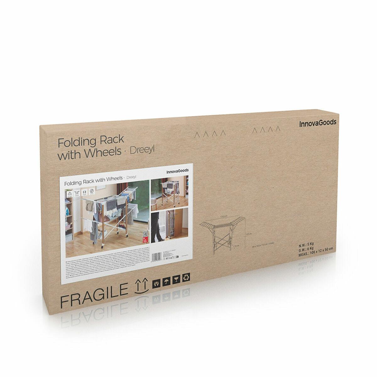Tendedero Plegable Vertical con Ruedas Dreeyl InnovaGoods 38 Barras Blanco (Reacondicionado A)