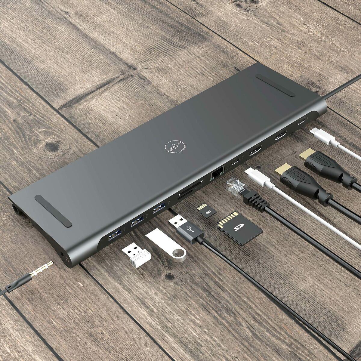 Hub USB Mobility Lab Dock Adapter 11 in 1 Negro Gris 100 W
