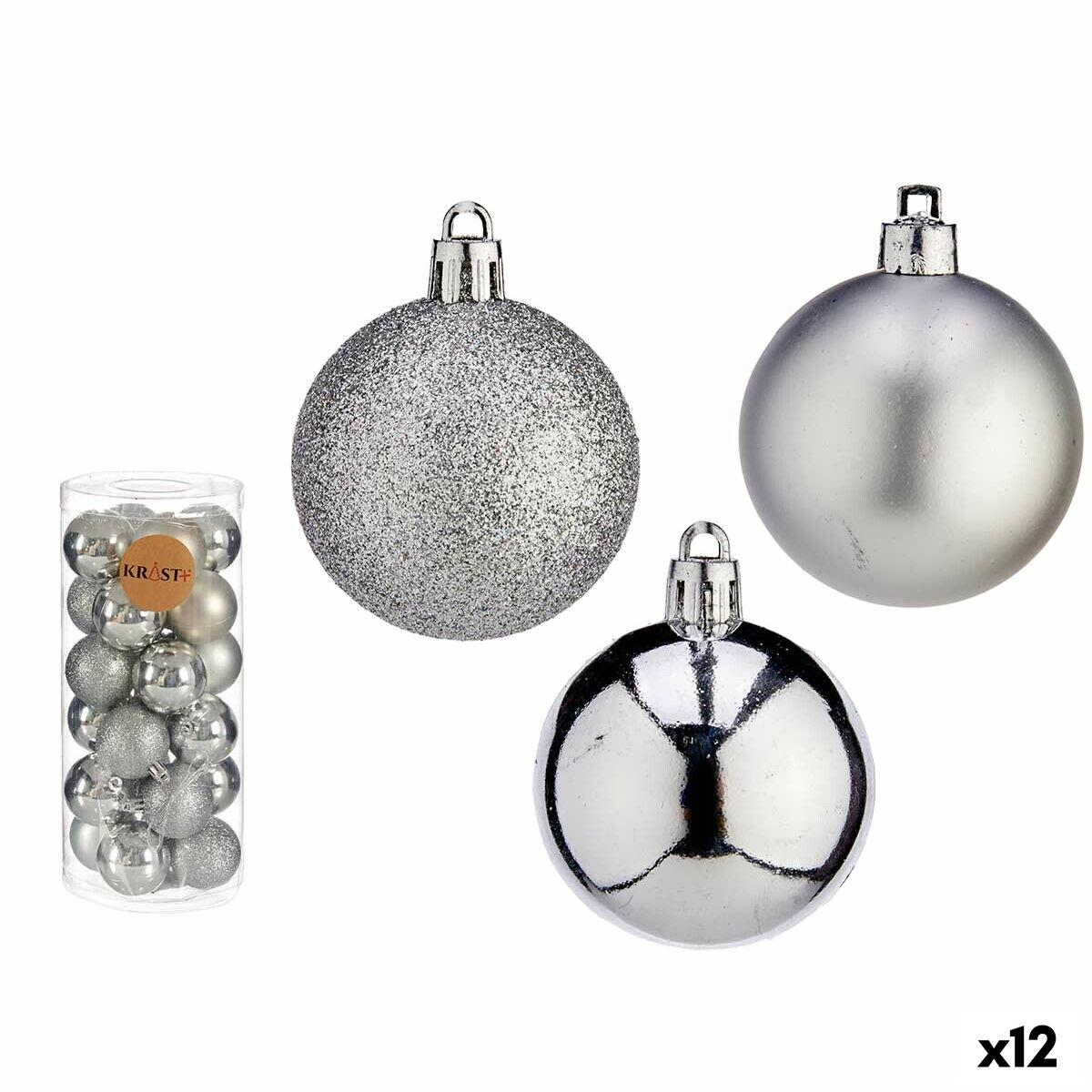 Set de Bolas de Navidad Plateado Plástico 5 x 6 x 5 cm (12 Unidades)