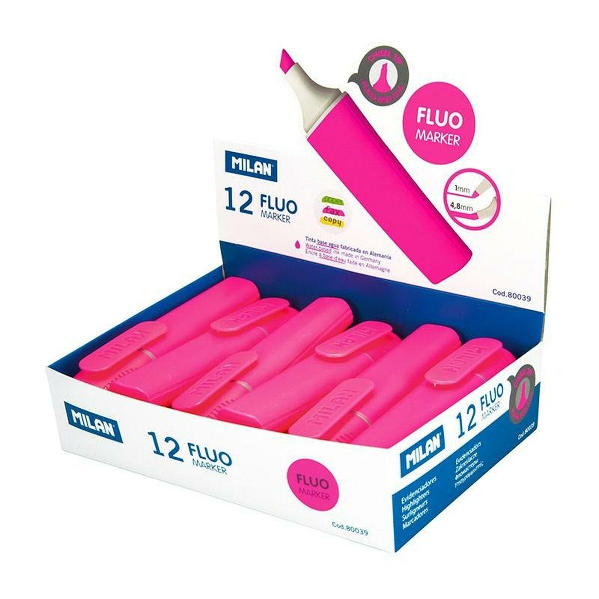 Set de Marcadores Fluorescentes Milan Rosa (12 Unidades)