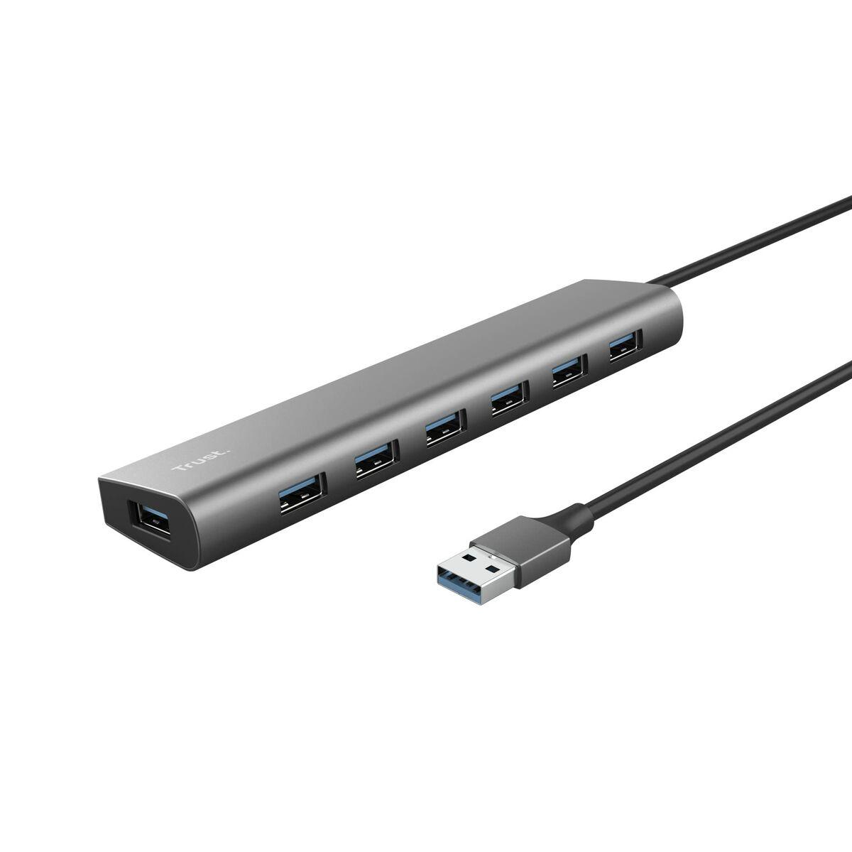 Hub USB Trust 24967 Gris Plateado