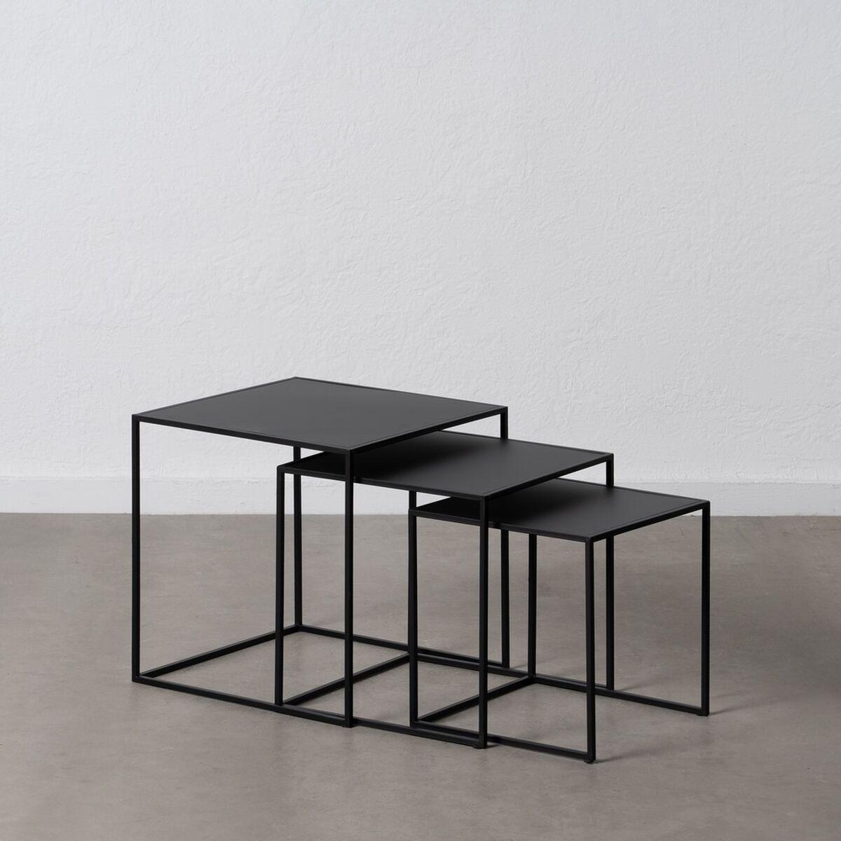 Juego de 3 mesas Negro Hierro 47 x 45 x 45 cm (3 Unidades)