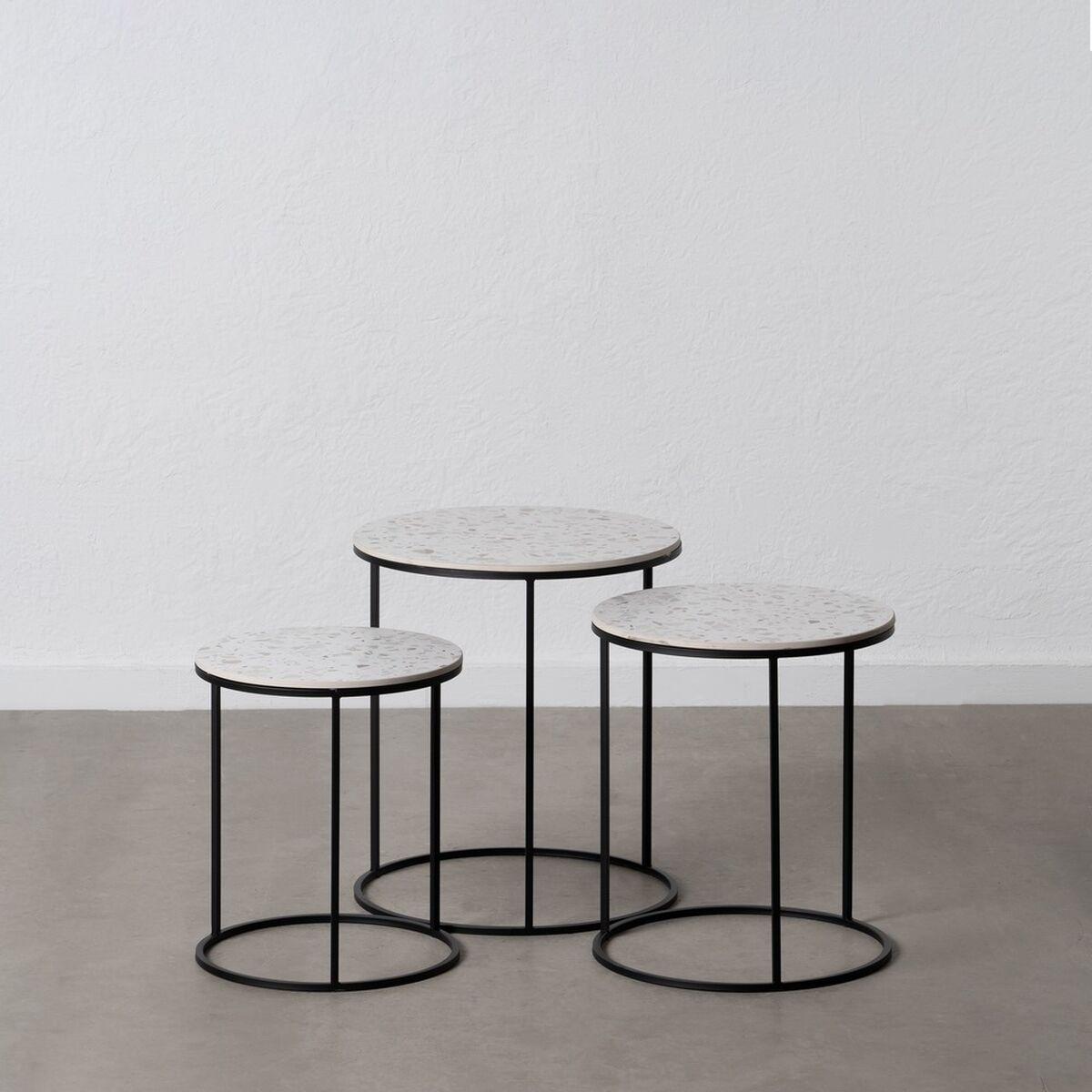 Juego de 3 mesas Negro Gris Hierro 45 x 45 x 51 cm (3 Unidades)