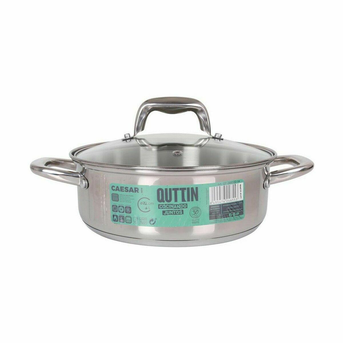 Cacerola con Tapa de Cristal Quttin Caesar Acero ø 22 x 8 cm (6 Unidades)