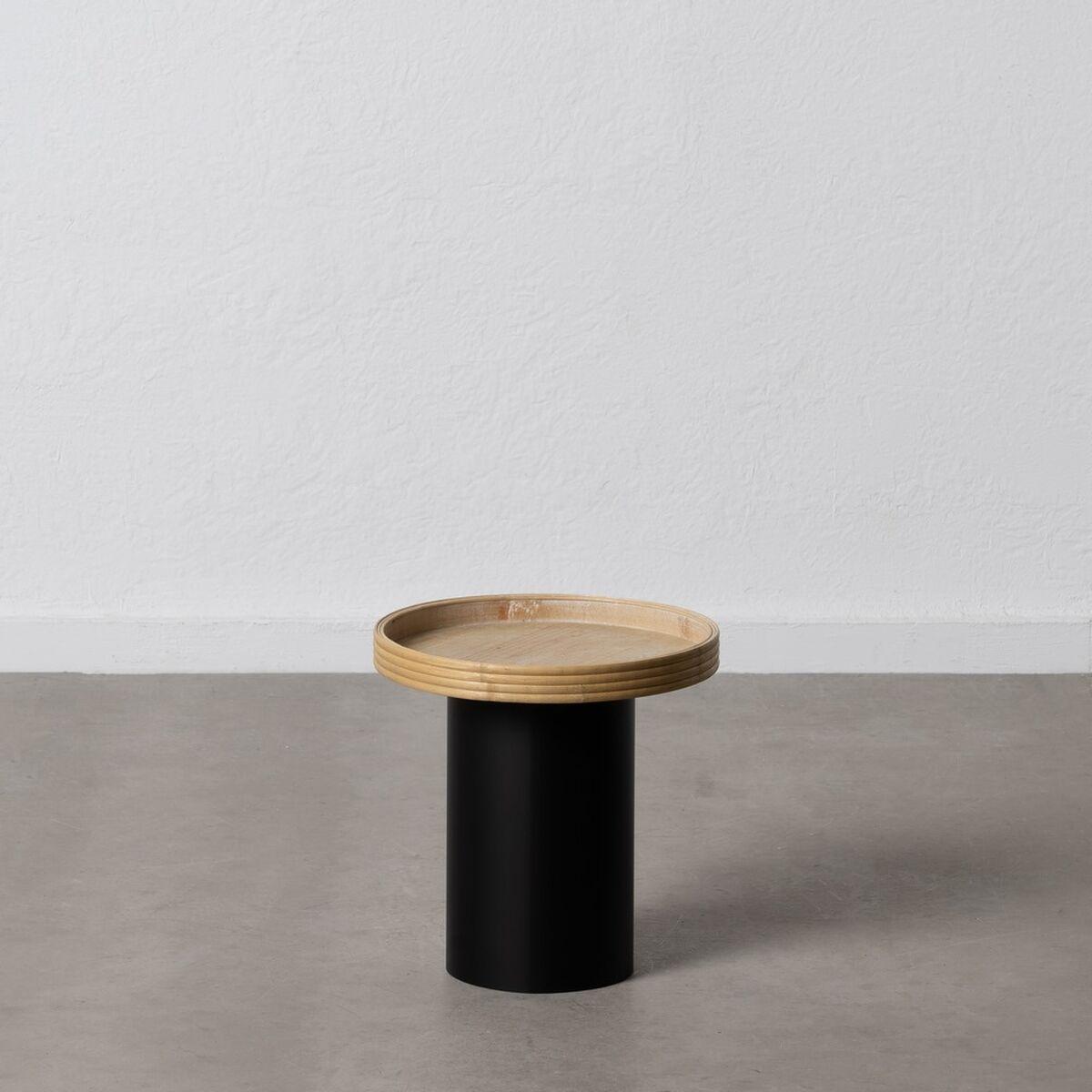 Mesa auxiliar Negro Natural Madera Metal 37 x 37 x 37 cm