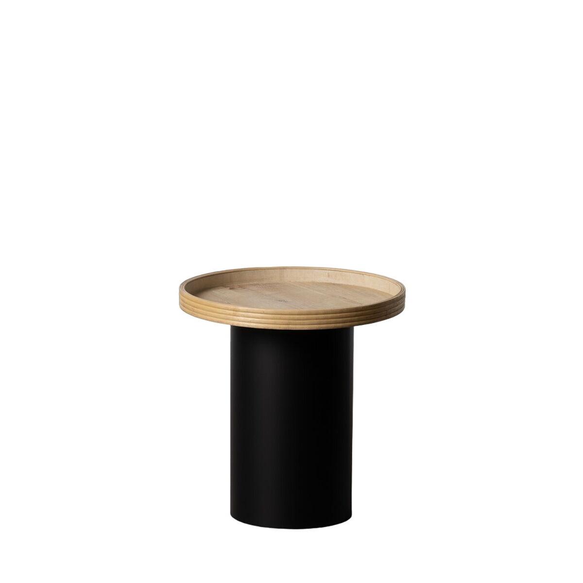 Mesa auxiliar Negro Natural Madera Metal 46 x 46 x 47 cm