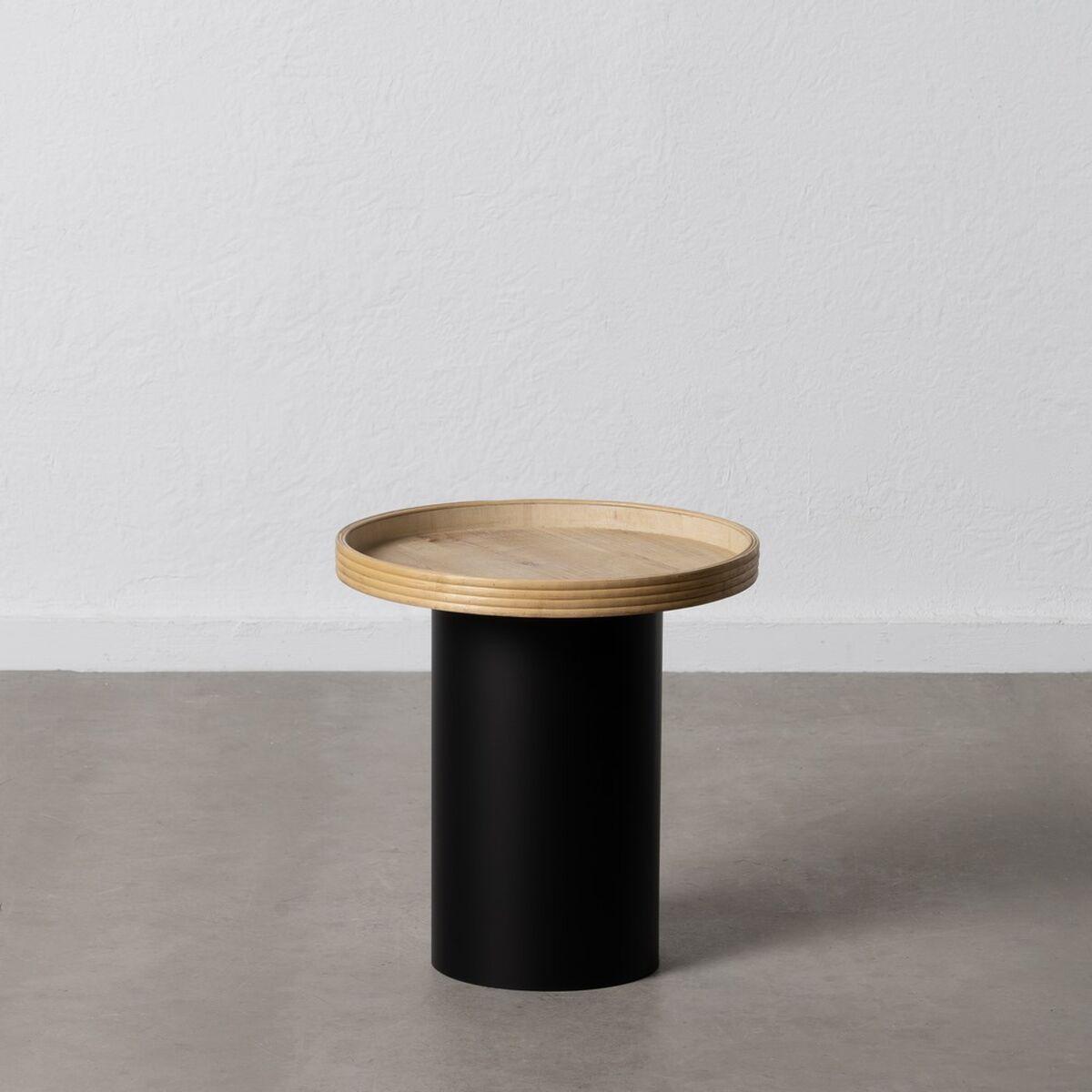 Mesa auxiliar Negro Natural Madera Metal 46 x 46 x 47 cm
