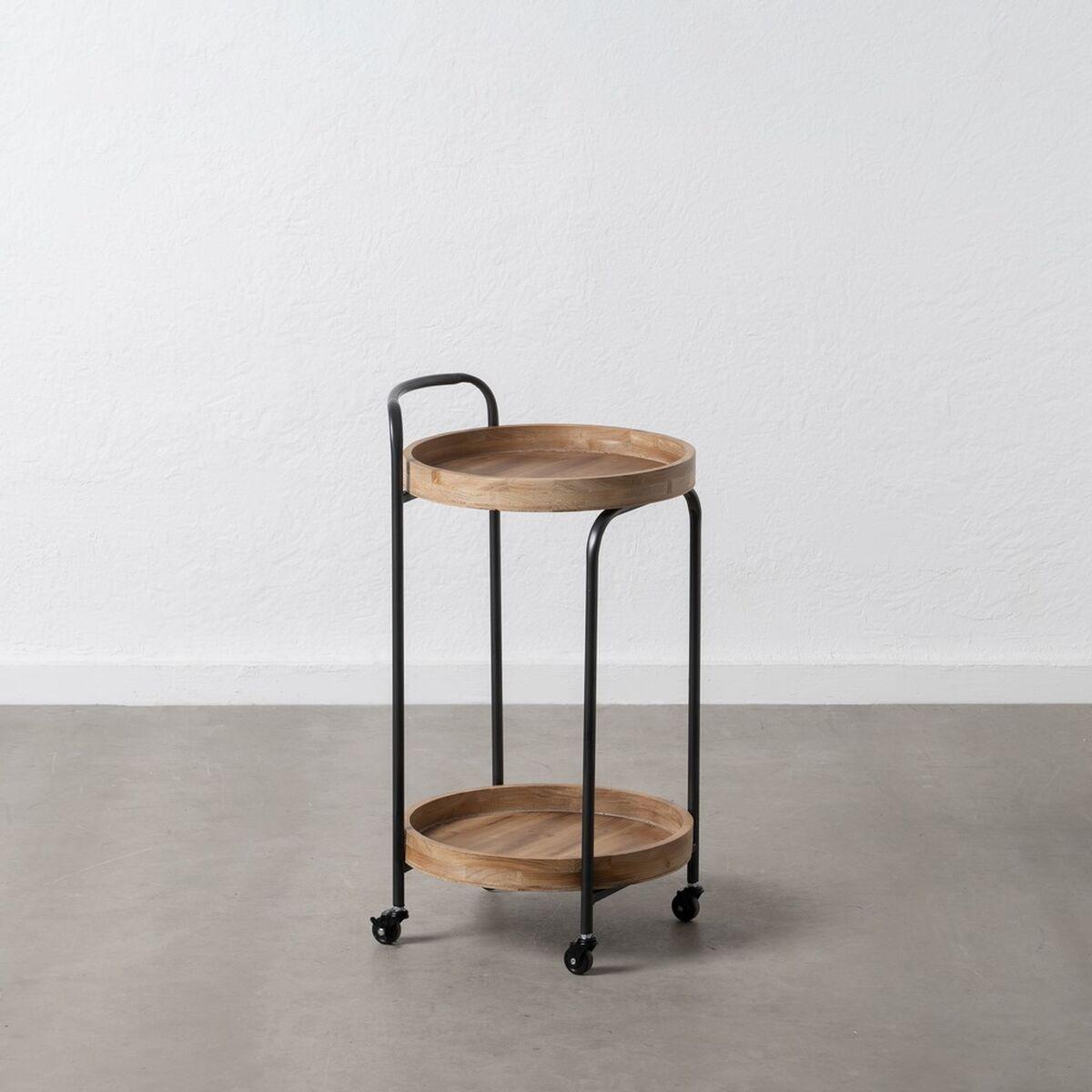 Carro de Cocina Negro Natural Hierro Madera de abeto 42 x 40,5 x 74 cm