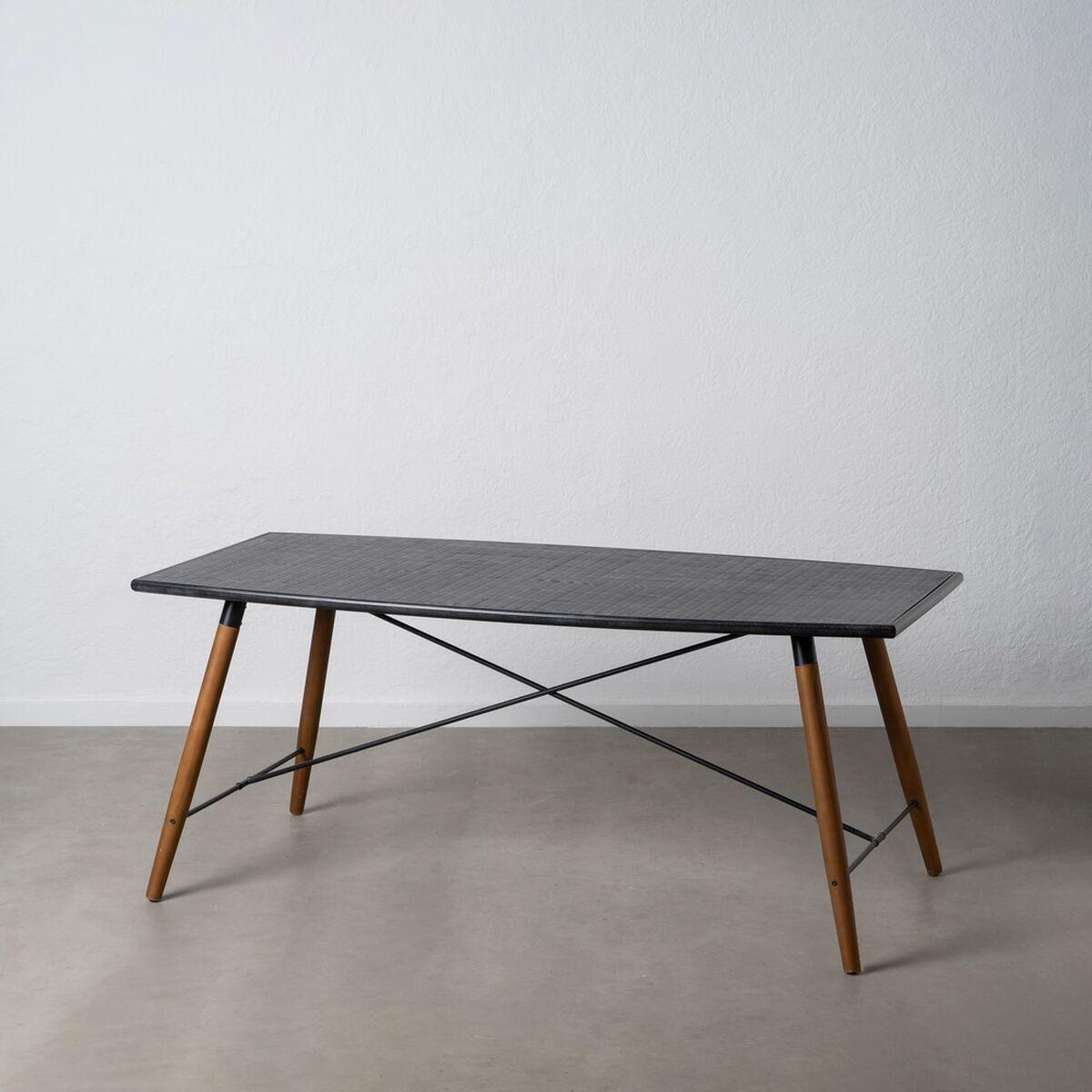 Mesa de Comedor OSLO Negro Natural Madera Hierro Madera MDF 179 x 90 x 75 cm