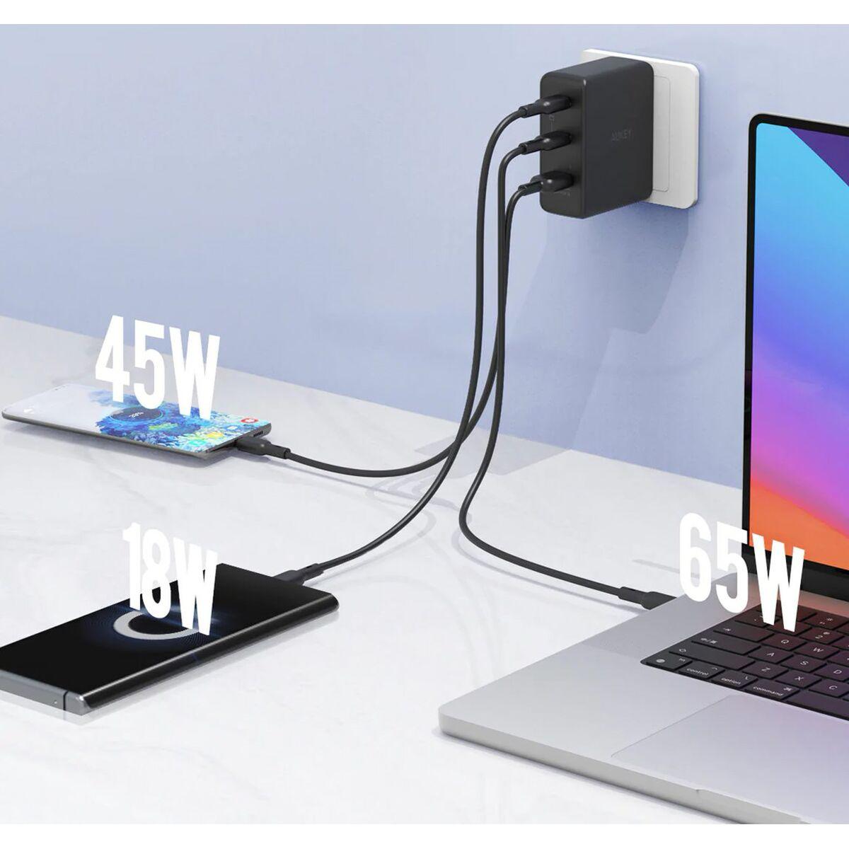 Cargador de Pared Aukey PA-B7O Negro 140 W