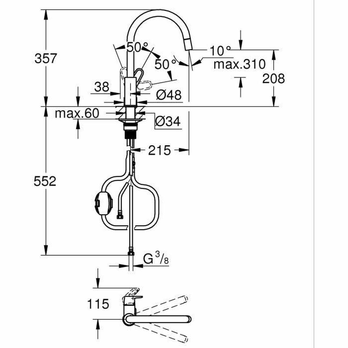 Grifo Monomando Grohe Start Flow - 30569000 Latón Forma de C