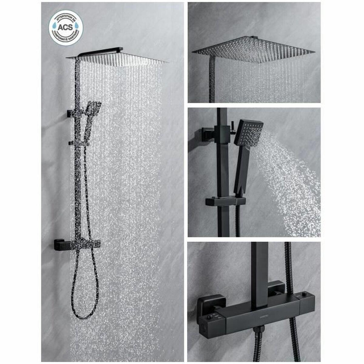 Columna de Ducha Oceanic Acero Inoxidable ABS 40 x 40 cm Negro mate