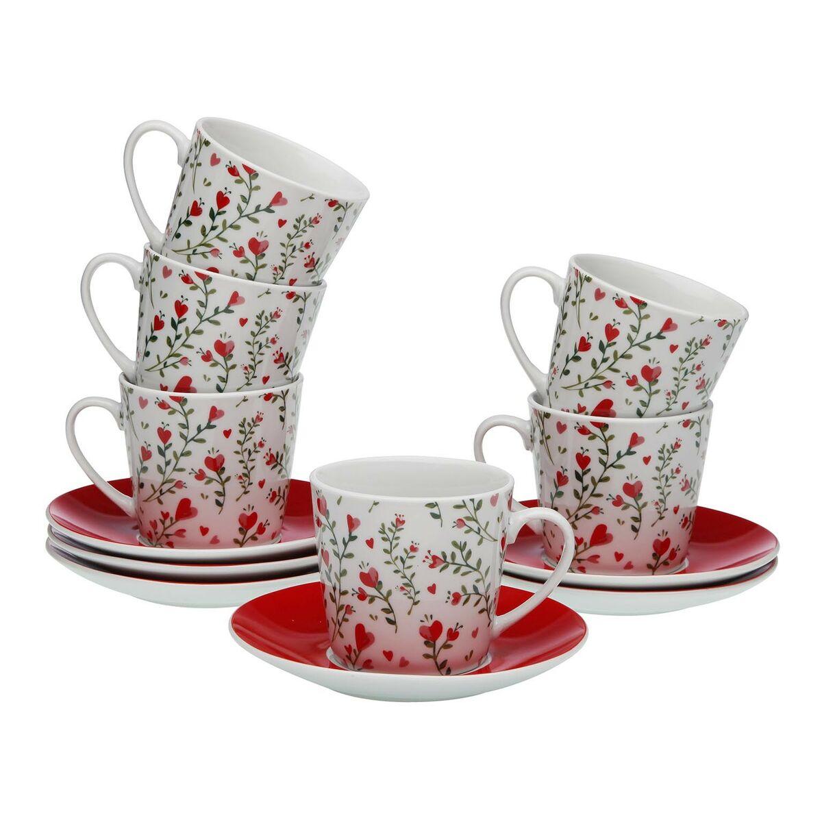 Juego de Té Versa Porcelana 9 x 14 x 14 cm 10,5 x 8 x 6 cm 14 x 14 x 2 cm Corazones 6 Unidades