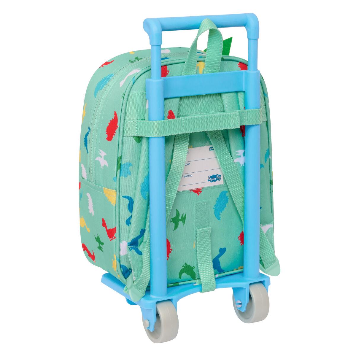 Mochila Escolar con Ruedas Peppa Pig Verde 22 x 27 x 10 cm