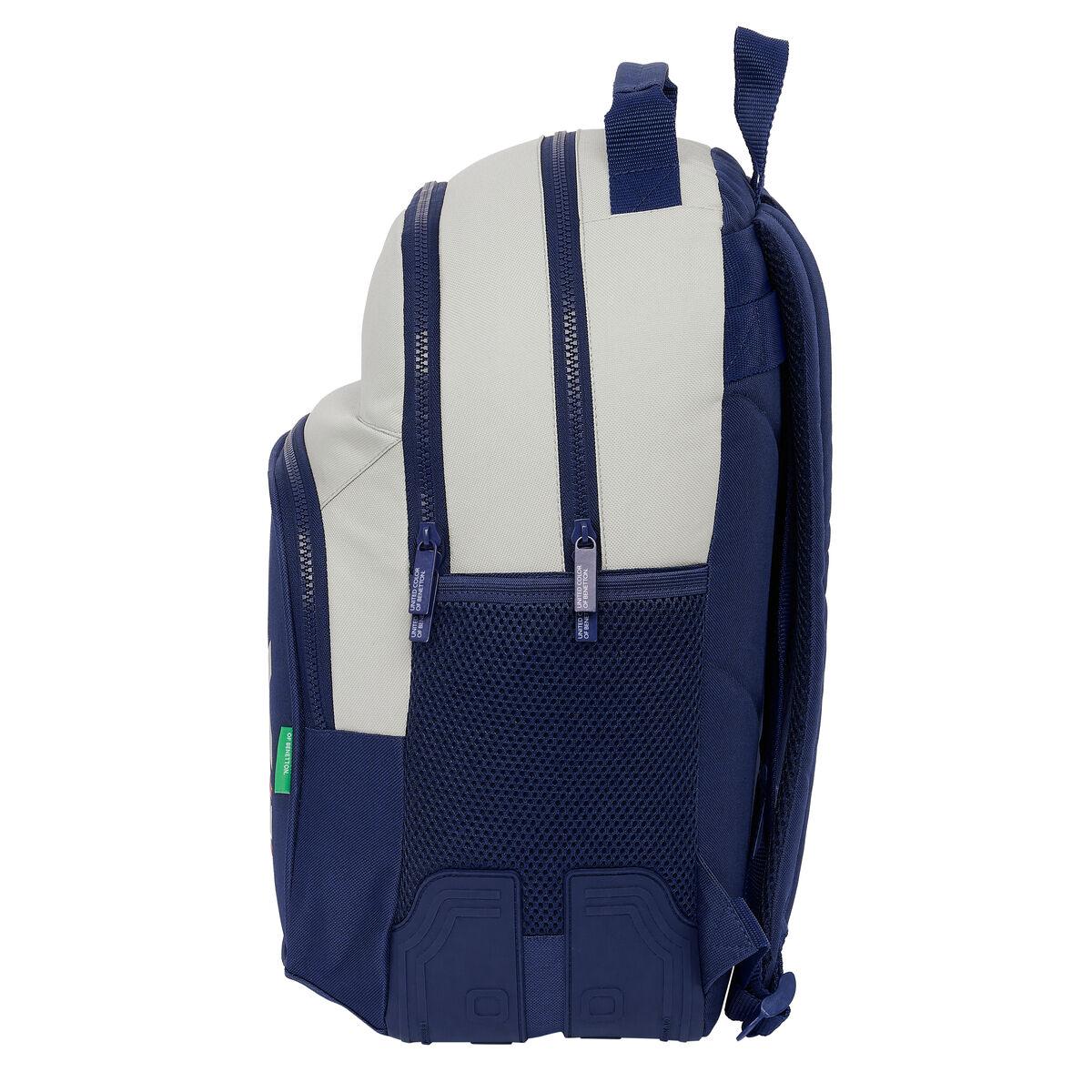 Mochila Escolar Benetton Varsity Gris Azul marino 32 x 42 x 15 cm