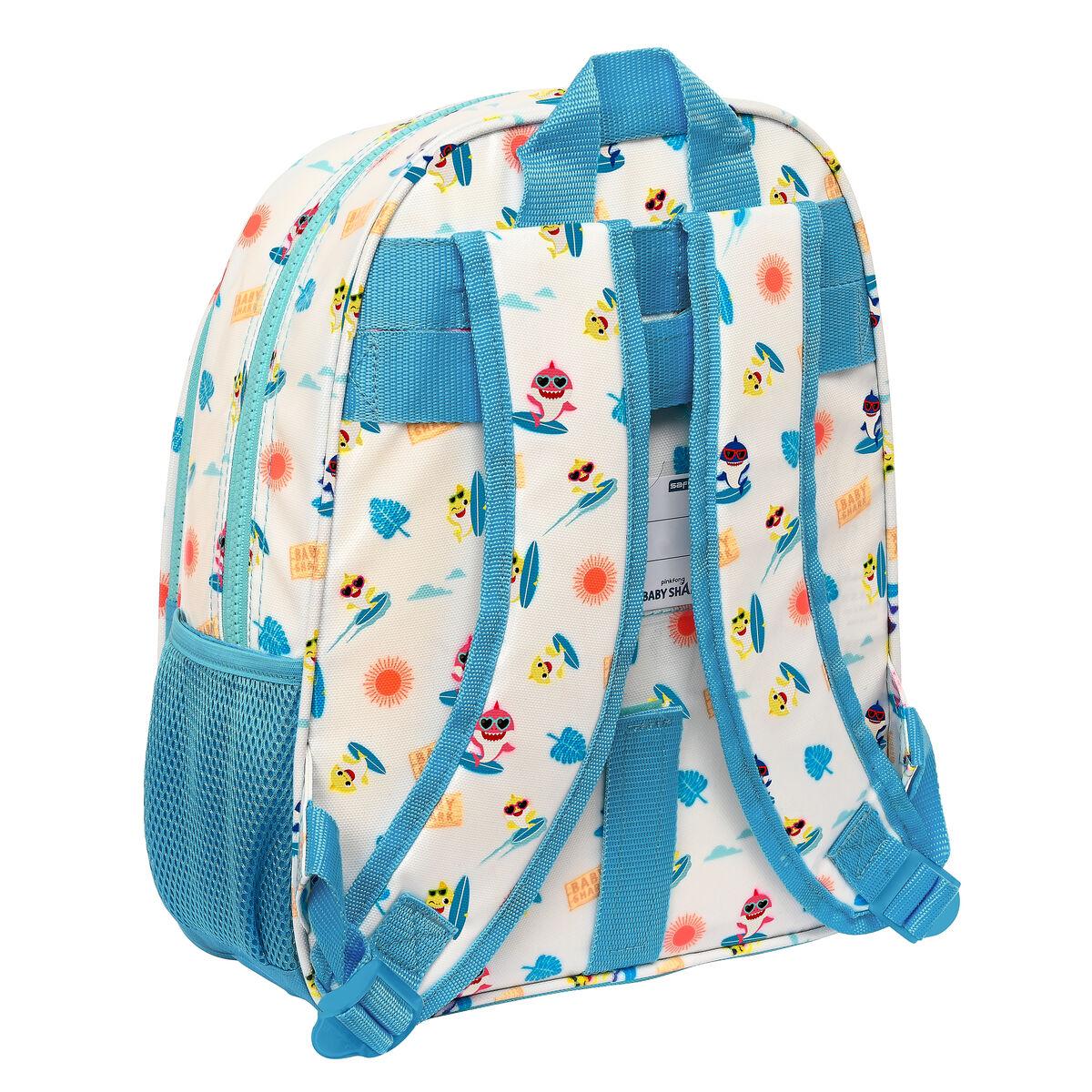 Mochila Escolar Baby Shark Surfing Azul Blanco 27 x 33 x 10 cm