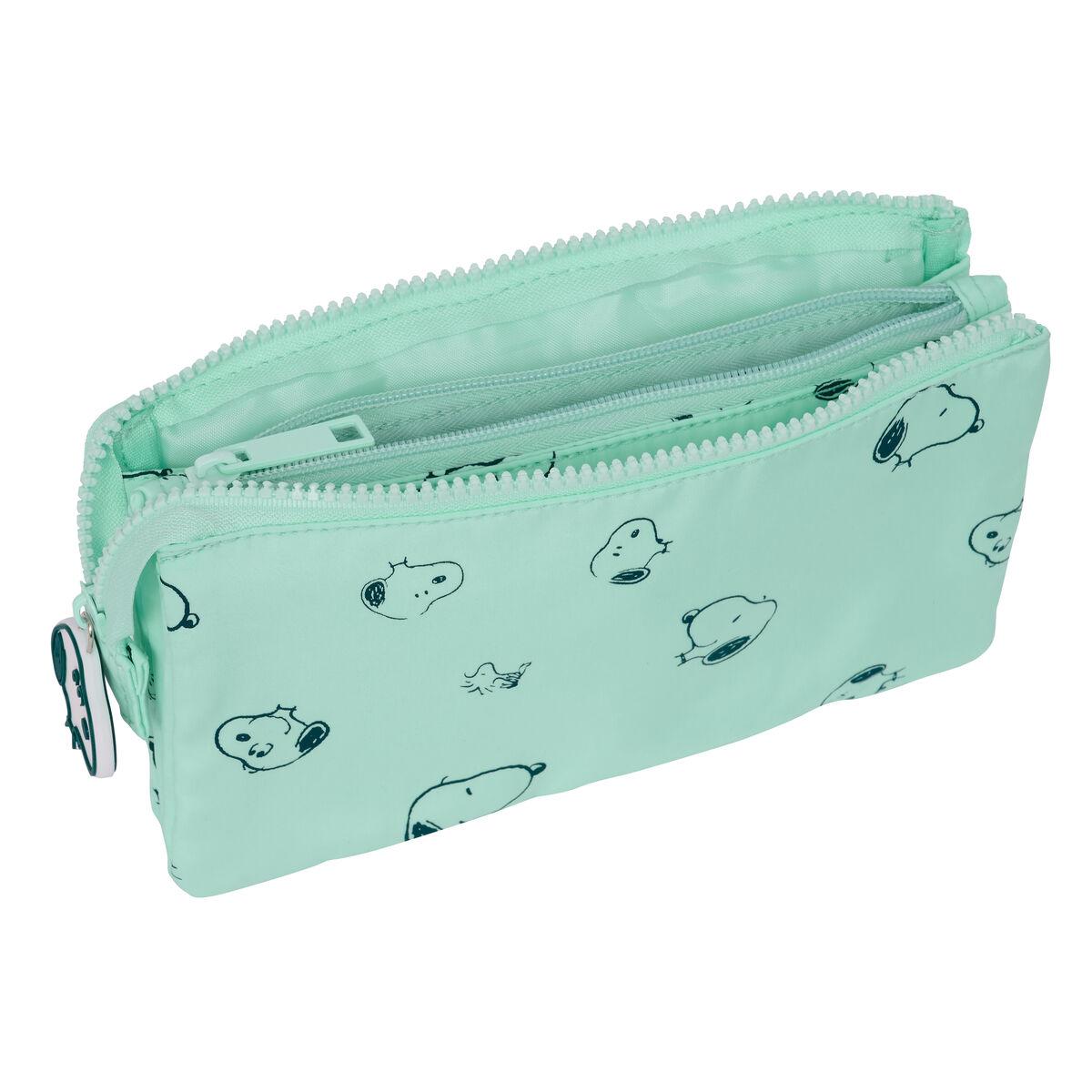 Portatodo Triple Snoopy Groovy Verde 22 x 12 x 3 cm