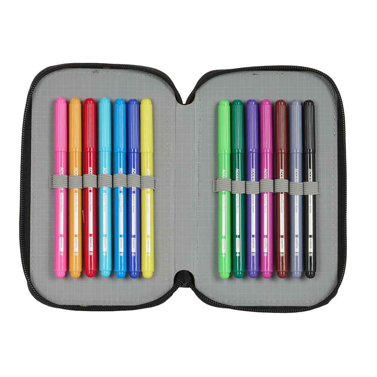 Plumier Doble Real Madrid C.F. Negro 12.5 x 19.5 x 4 cm (28 piezas)