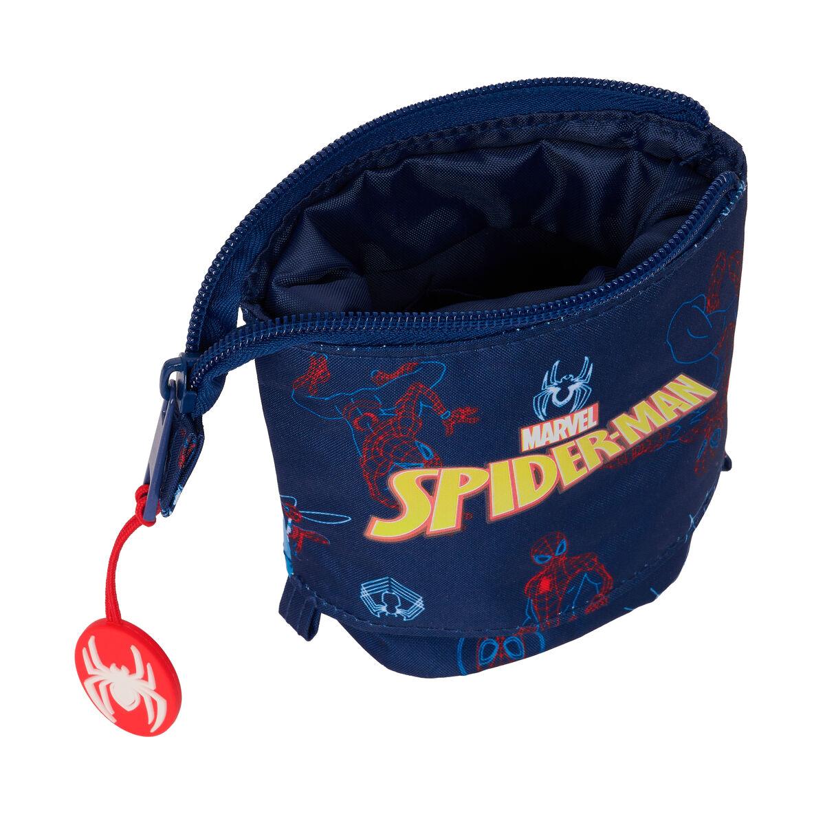 Estuche Cubilete Spider-Man Neon Azul marino 8 x 19 x 6 cm