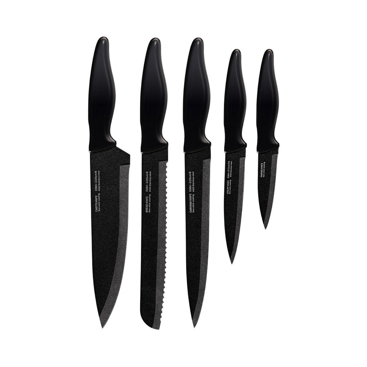 Cubertería Smile SNS-4 Negro Gris Madera Acero Inoxidable 5 Piezas