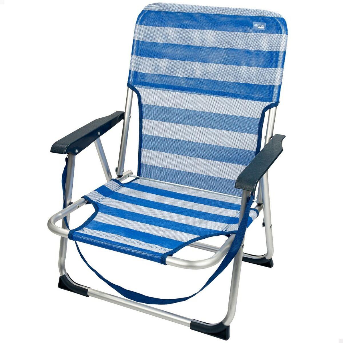 Silla de Playa Aktive Plegable Azul 44 x 72 x 35 cm (4 Unidades)