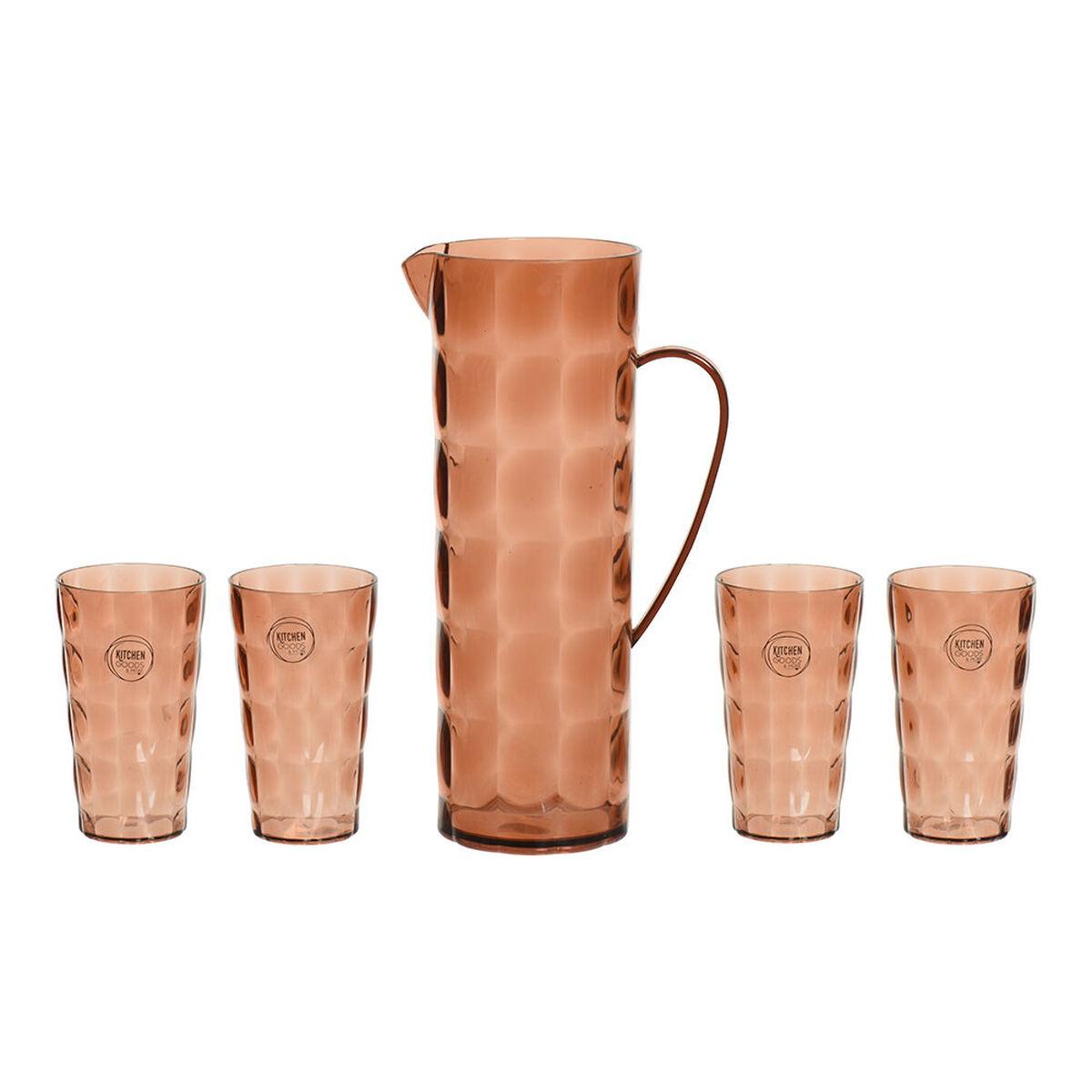 Set de jarra con vasos EDM 869702 Marrón Plástico reciclado 5 Piezas