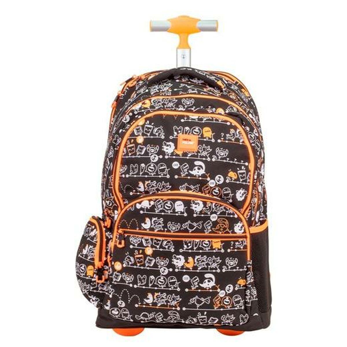 Mochila Escolar con Ruedas Milan Negro 52 x 34,5 x 23 cm