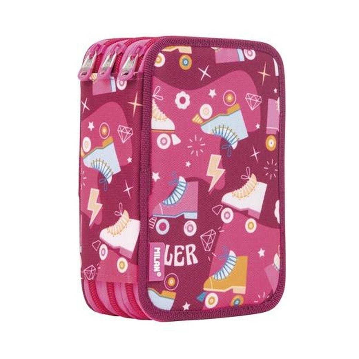 Plumier Triple Milan Patines Rosa 19,5 x 13 x 7,5 cm