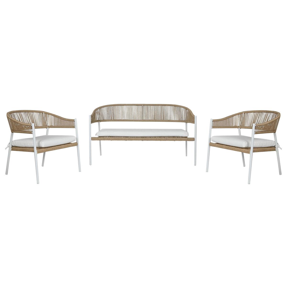 Conjunto de Mesa, Banco y 2 Sillas Home ESPRIT Aluminio Cristal ratán sintético 126 x 63 x 67 cm