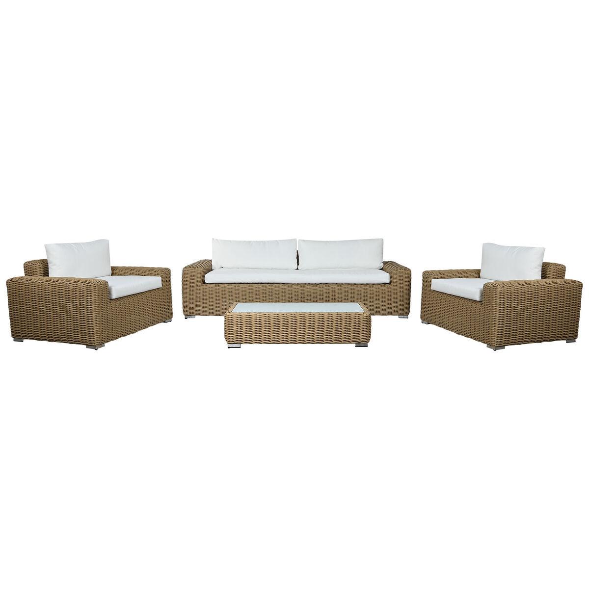 Conjunto de Sofá y Mesa Home ESPRIT Cristal ratán sintético 248 x 85 x 80 cm
