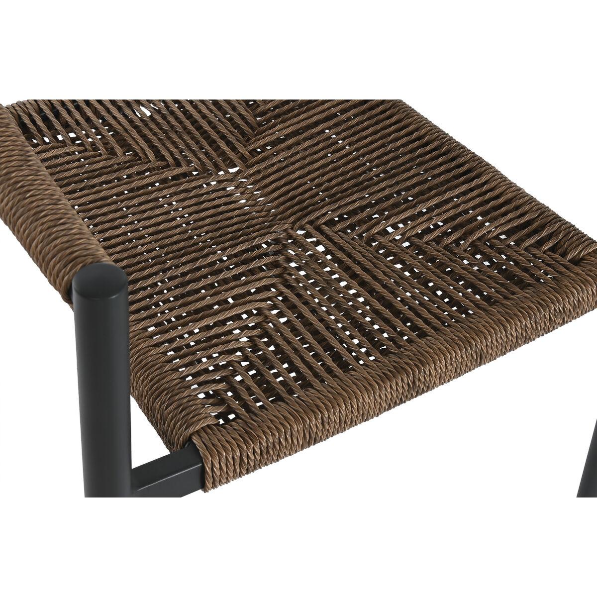 Silla Home ESPRIT Marrón Negro Aluminio Ratán 56 x 60 x 78 cm