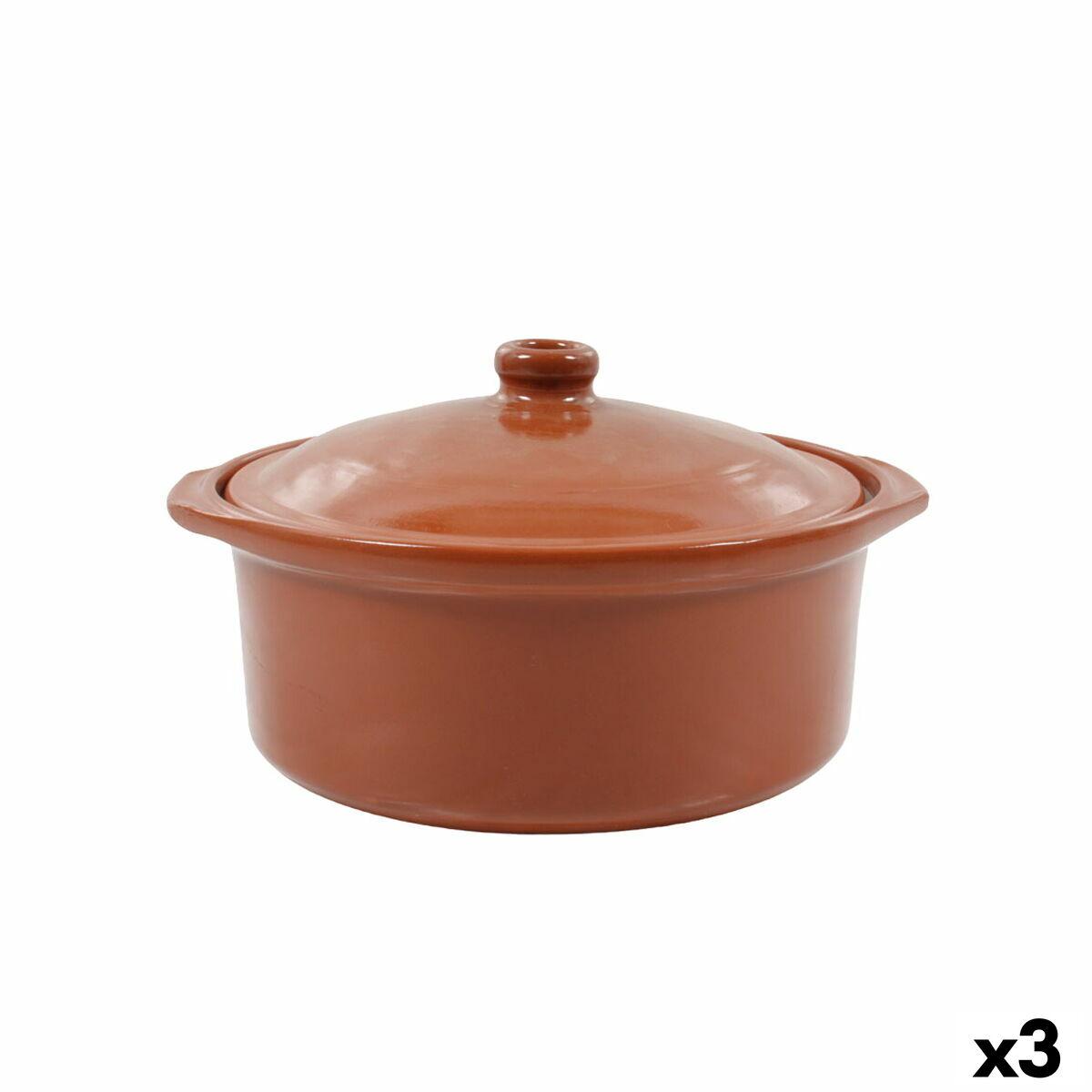 Cazuela Azofra Barro cocido 24,5 x 23 x 16,7 cm Con Tapa (3 Unidades)