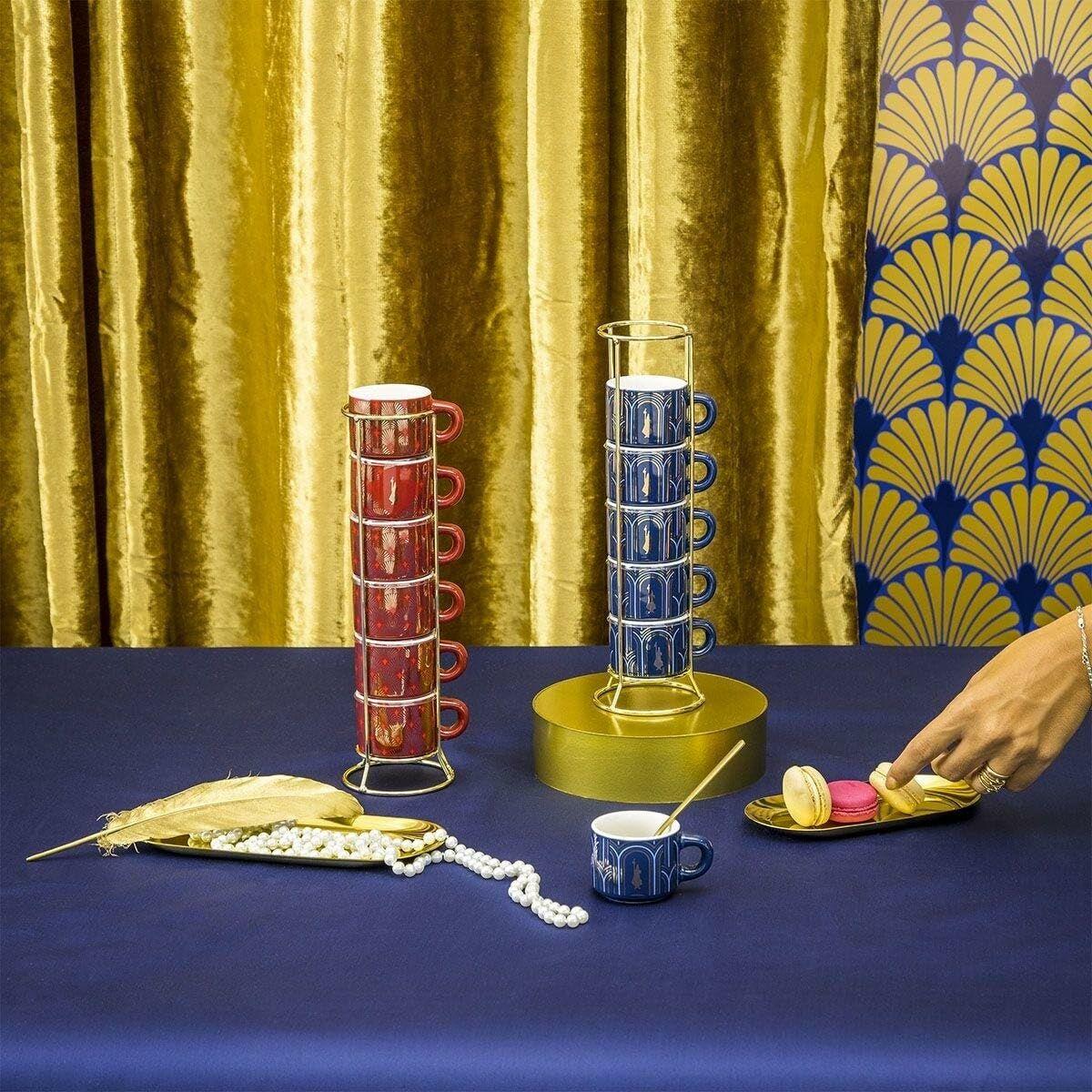 Juego de 6 Tazas de Café Bialetti Deco Glamour Rojo