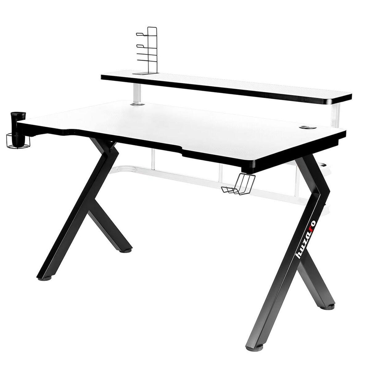 Mesa de Escritorio Gaming Huzaro HZ-Hero 5.0 White Blanco Negro Fibra de carbono 120 x 60 cm