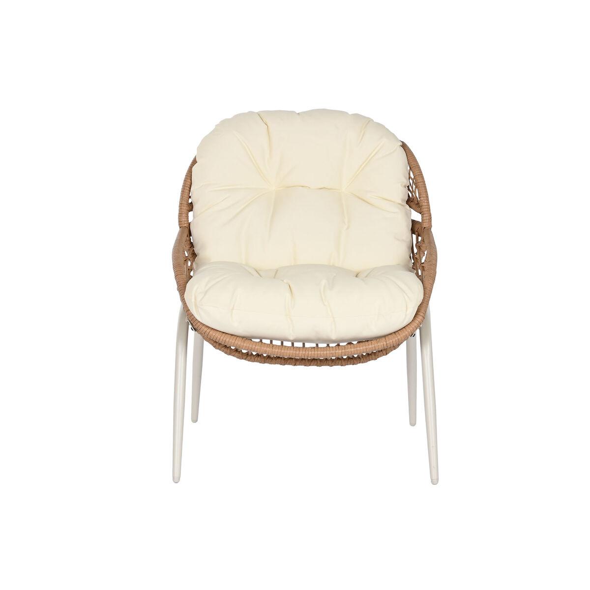 Conjunto de Mesa con 2 Sillones Home ESPRIT Blanco Beige Gris Natural 55 x 55 x 47 cm