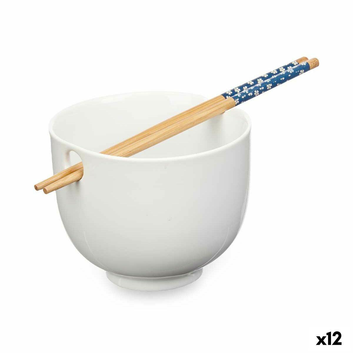 Cuenco Blanco Bambú 24 x 10,7 x 13,3 cm (12 Unidades) Palillos asiatico/oriental